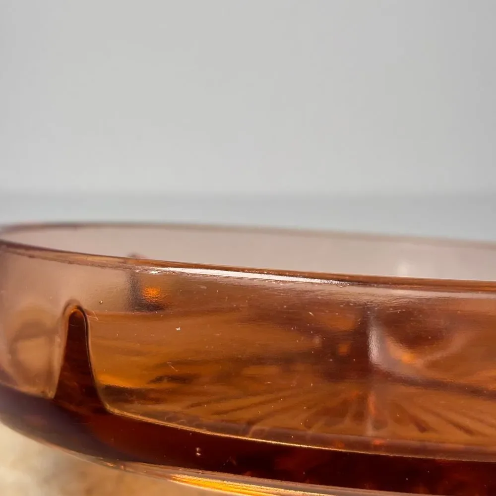 Vintage Pink Depression Glass Divided 4 Section‎ Round Serving Candy Dish 8